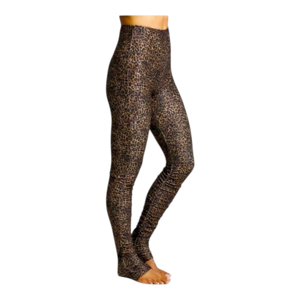 KiraGrace Leopard Print High Waist Yoga S Leggings Pilates Princess Athleisure - Picture 2 of 7